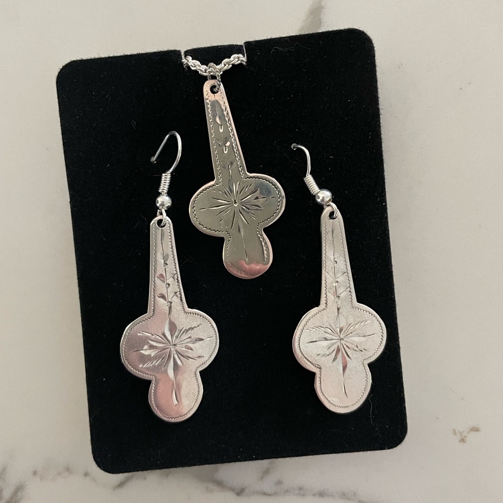 REAL Silver spoon earrings and necklace